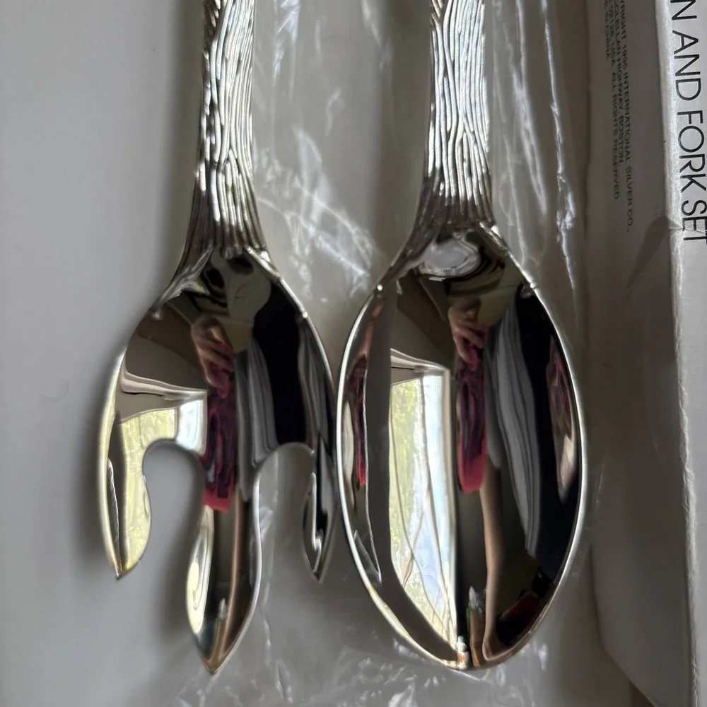 Vintage Silver Silverplated Santa Claus Salad Fork & Spoon Serving Holiday
